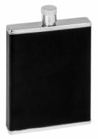 Фляга, сталь, черная, 90 мл  со своей надписью