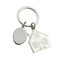 Брелок с шильдом 'Домик' металлический  со своей надписью